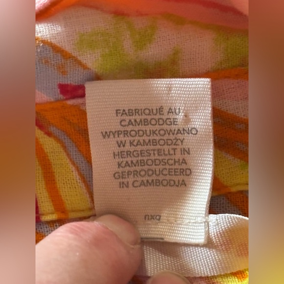 C&C California Tunic Top Tropical Floral Linen/Rayon Button Up Sz XL Beach Vacay - Picture 8 of 15